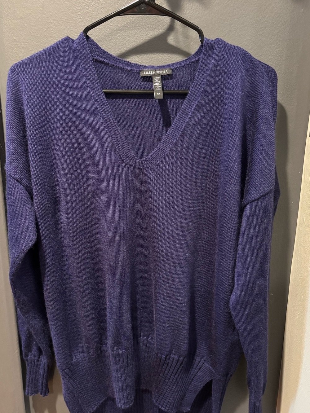 Eileen Fisher Purple V-Neck Knit Sweater